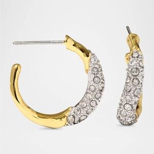 Alexis Bittar Solanales Gold Crystal Twist Mini Hoop Earrings